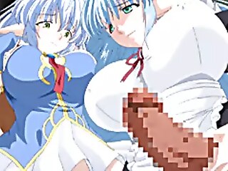 Hentai Elf with huge breasts seduces and dominates a curvy anime in a steamy encounter.