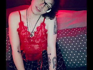Emo trans babe exposes her smooth goods, eagerly taking your load.